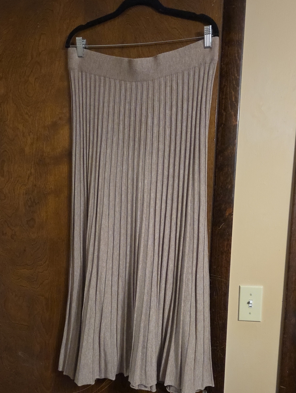 Milano Taupe Pleated Maxi Skirt